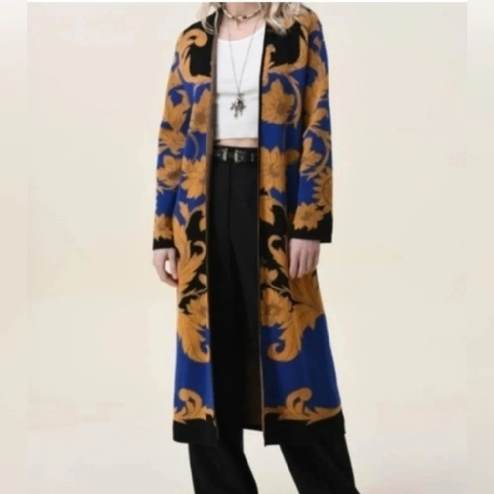 NWT VERTIGO Paris Long Cardigan Sweater Open Front Duster Medium